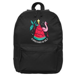 Christmas In July Watermelon Flamingo Xmas Tree Summer Gifts 16 in Basic Backpack