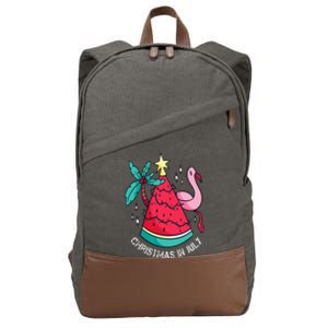 Christmas In July Watermelon Flamingo Xmas Tree Summer Gifts Cotton Canvas Backpack