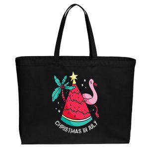 Christmas In July Watermelon Flamingo Xmas Tree Summer Gifts Cotton Canvas Jumbo Tote