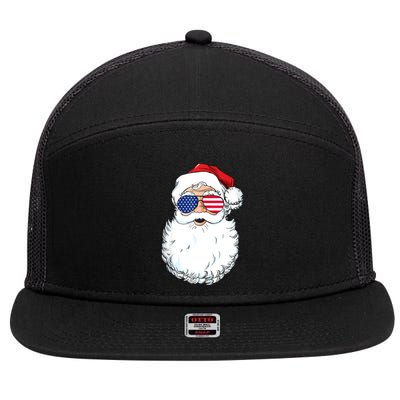 Christmas In July Santa Claus Patriotic USA Sunglasses 7 Panel Mesh Trucker Snapback Hat