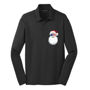 Christmas In July Santa Claus Patriotic USA Sunglasses Silk Touch Performance Long Sleeve Polo