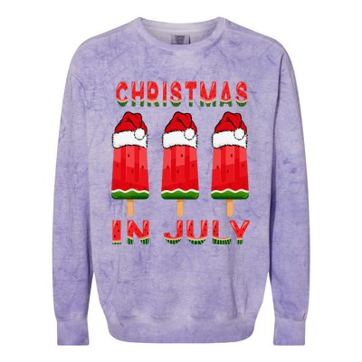 Christmas In July Watermelon Ice Pops Fun Christmas In July Colorblast Crewneck Sweatshirt