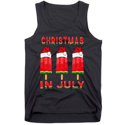 Christmas In July Watermelon Ice Pops Fun Christmas In July Tank Top