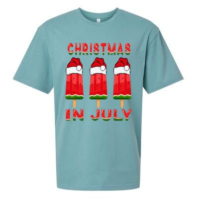 Christmas In July Watermelon Ice Pops Fun Christmas In July Sueded Cloud Jersey T-Shirt