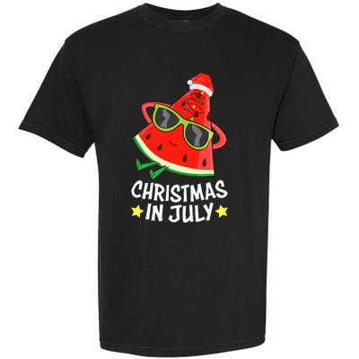 Christmas In July Watermelon Xmas Tree Summer Garment-Dyed Heavyweight T-Shirt