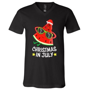 Christmas In July Watermelon Xmas Tree Summer V-Neck T-Shirt