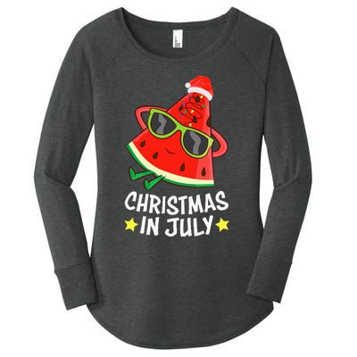 Christmas In July Watermelon Xmas Tree Summer Women's Perfect Tri Tunic Long Sleeve Shirt