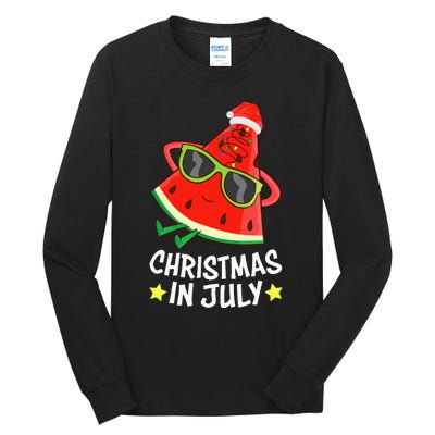 Christmas In July Watermelon Xmas Tree Summer Tall Long Sleeve T-Shirt