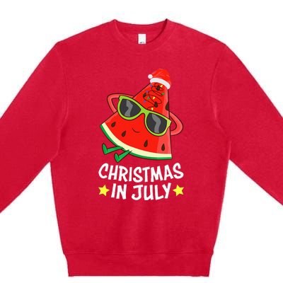 Christmas In July Watermelon Xmas Tree Summer Premium Crewneck Sweatshirt