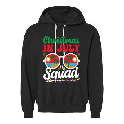 Christmas In July Squad Family Beach Vacation Summer Garment-Dyed Fleece Hoodie