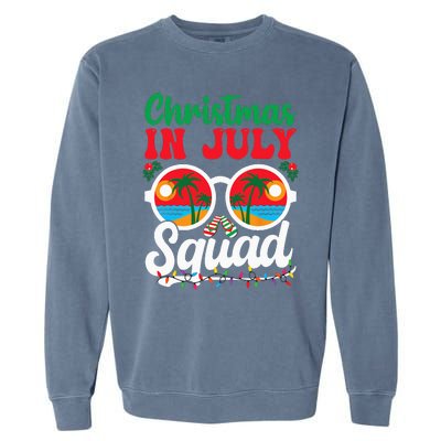 Christmas In July Squad Family Beach Vacation Summer Garment-Dyed Sweatshirt