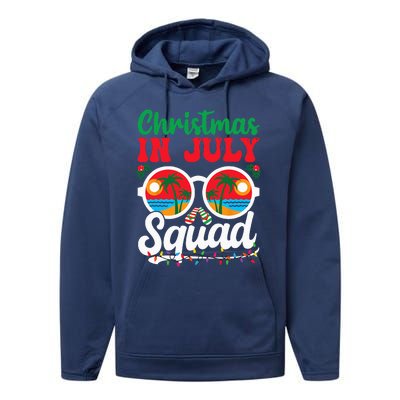 Christmas In July Squad Family Beach Vacation Summer Performance Fleece Hoodie