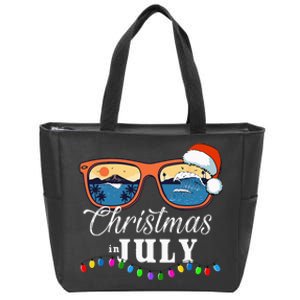 Christmas In July Funny Santa Summer Beach Vacation Zip Tote Bag