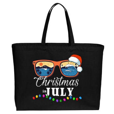 Christmas In July Funny Santa Summer Beach Vacation Cotton Canvas Jumbo Tote