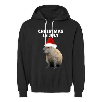 Christmas In July Capybara Ok I Pull Up Garment-Dyed Fleece Hoodie