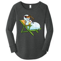 Christmas In July Funny Snowman Beach Summer Hawaiian Xmas Women's Perfect Tri Tunic Long Sleeve Shirt