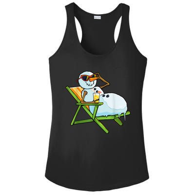 Christmas In July Funny Snowman Beach Summer Hawaiian Xmas Ladies PosiCharge Competitor Racerback Tank