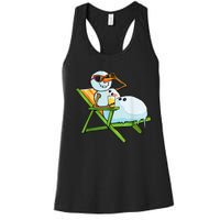 Christmas In July Funny Snowman Beach Summer Hawaiian Xmas Women's Racerback Tank