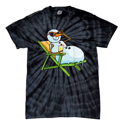 Christmas In July Funny Snowman Beach Summer Hawaiian Xmas Tie-Dye T-Shirt