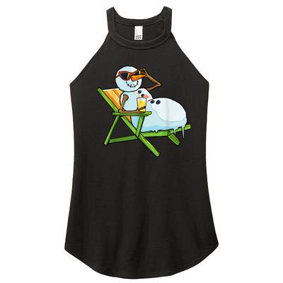 Christmas In July Funny Snowman Beach Summer Hawaiian Xmas Women's Perfect Tri Rocker Tank