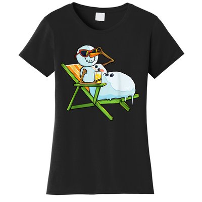 Christmas In July Funny Snowman Beach Summer Hawaiian Xmas Women's T-Shirt