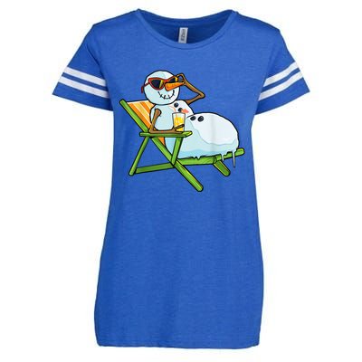 Christmas In July Funny Snowman Beach Summer Hawaiian Xmas Enza Ladies Jersey Football T-Shirt