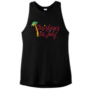 Christmas In July Palm Tree Ladies PosiCharge Tri-Blend Wicking Tank