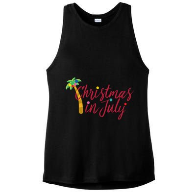 Christmas In July Palm Tree Ladies PosiCharge Tri-Blend Wicking Tank