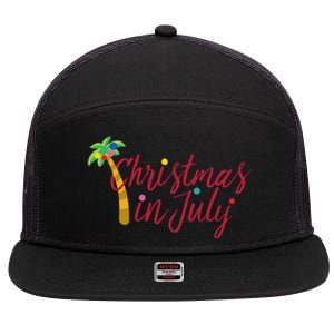 Christmas In July Palm Tree 7 Panel Mesh Trucker Snapback Hat