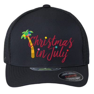 Christmas In July Palm Tree Flexfit Unipanel Trucker Cap