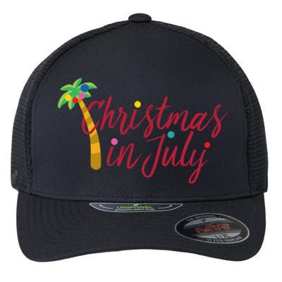 Christmas In July Palm Tree Flexfit Unipanel Trucker Cap