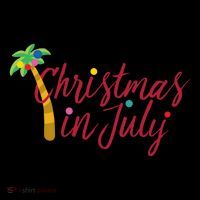 Christmas In July Palm Tree Flexfit Unipanel Trucker Cap