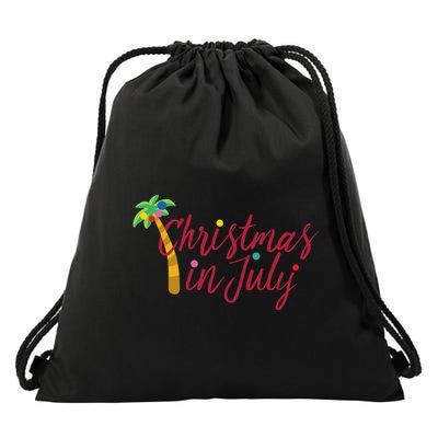 Christmas In July Palm Tree Drawstring Bag