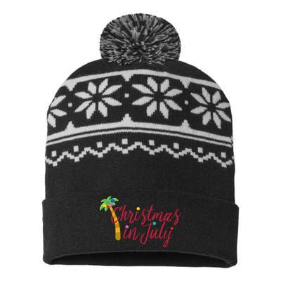 Christmas In July Palm Tree USA-Made Snowflake Beanie