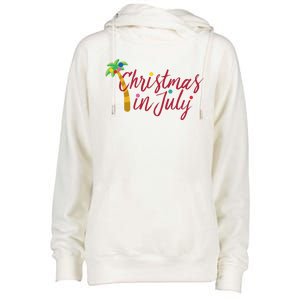 Christmas In July Palm Tree Womens Funnel Neck Pullover Hood