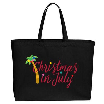 Christmas In July Palm Tree Cotton Canvas Jumbo Tote