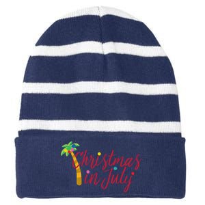 Christmas In July Palm Tree Striped Beanie with Solid Band