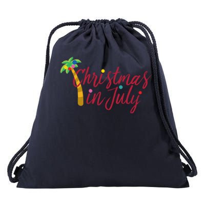 Christmas In July Palm Tree Drawstring Bag