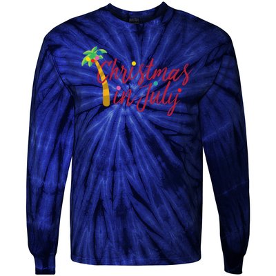 Christmas In July Palm Tree Tie-Dye Long Sleeve Shirt