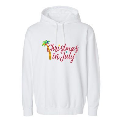 Christmas In July Palm Tree Garment-Dyed Fleece Hoodie