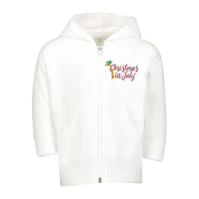 Christmas In July Palm Tree Toddler Zip Fleece Hoodie