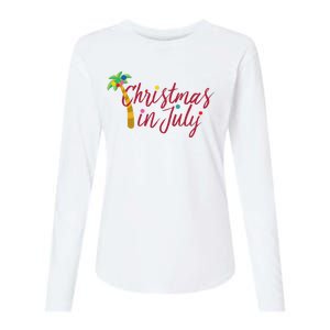 Christmas In July Palm Tree Womens Cotton Relaxed Long Sleeve T-Shirt