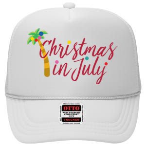 Christmas In July Palm Tree High Crown Mesh Back Trucker Hat