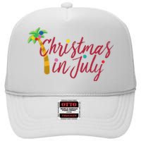 Christmas In July Palm Tree High Crown Mesh Back Trucker Hat