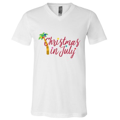 Christmas In July Palm Tree V-Neck T-Shirt