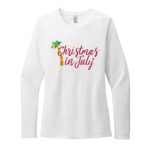 Christmas In July Palm Tree Womens CVC Long Sleeve Shirt