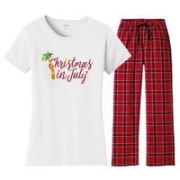 Christmas In July Palm Tree Women's Flannel Pajama Set