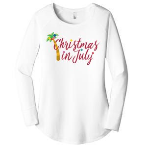 Christmas In July Palm Tree Women's Perfect Tri Tunic Long Sleeve Shirt