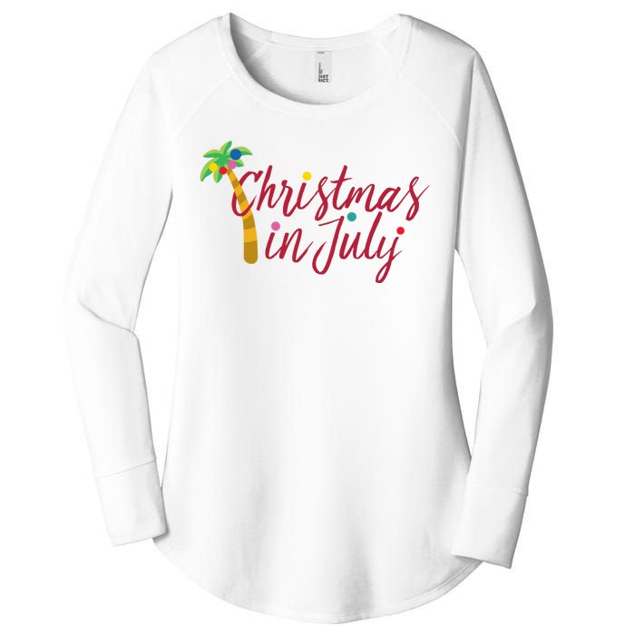 Christmas In July Palm Tree Women's Perfect Tri Tunic Long Sleeve Shirt