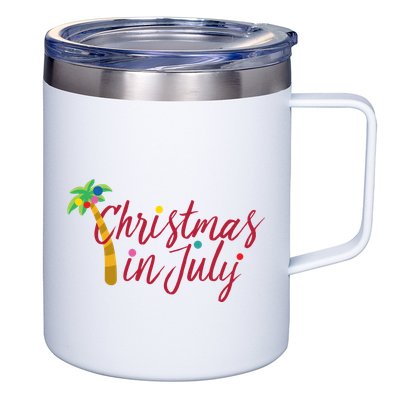 Christmas In July Palm Tree 12oz Stainless Steel Coffee Mug